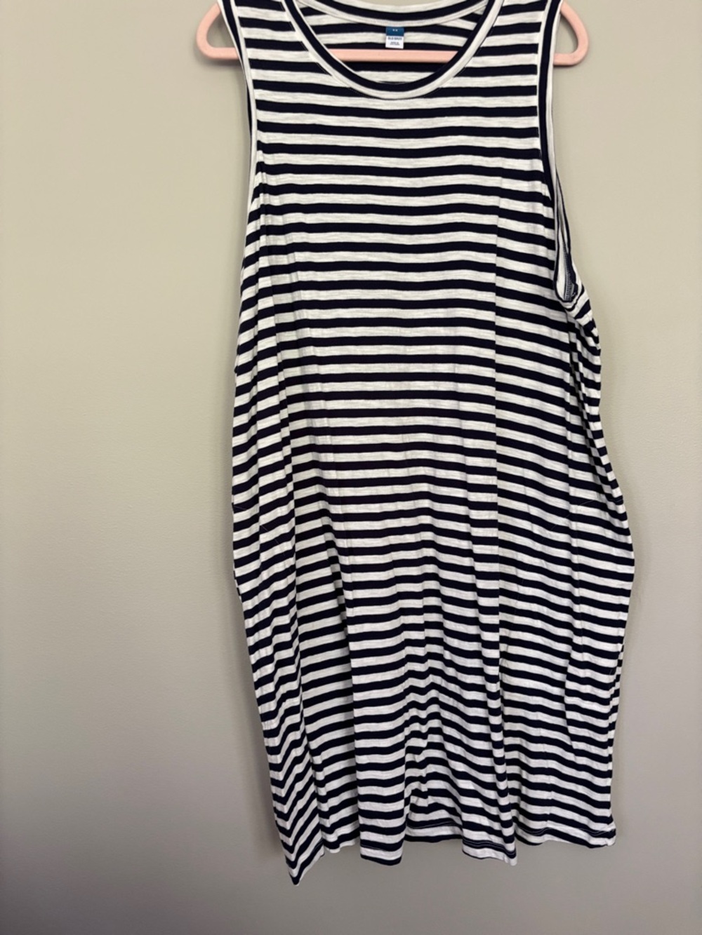 Black & White Striped Sleeveless Dress Cotton with pockets